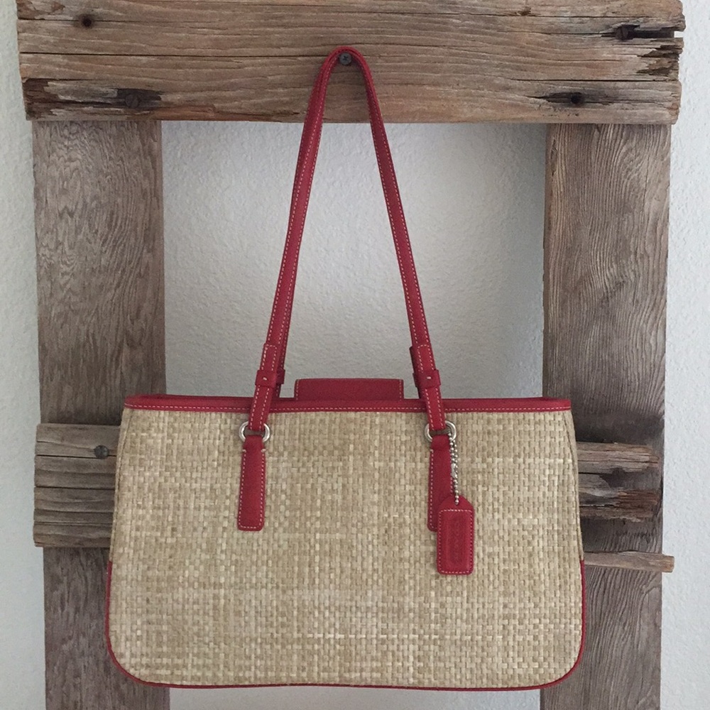 Coach Red and Staw Purse Rare Limited Edition